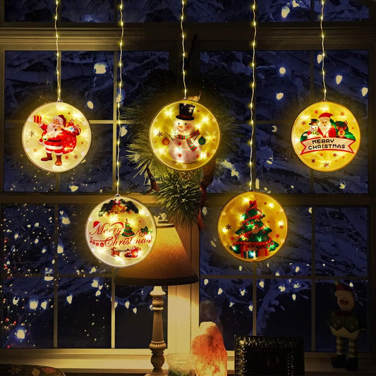 Weihnachts-Lichterkette, LED, dekorative Neuheit, hängende 3D-Lichter mit USB, für Innenfenster, Wand, Tür, Schlafzimmer, Außenbereich, Weg, Gehweg, Terrasse, Dekorationen – 2,5 m, Warmweiß