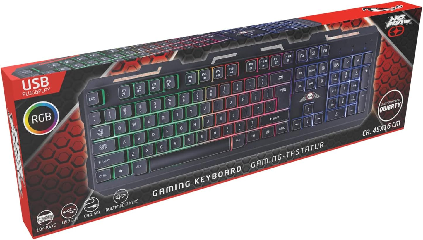 Gaming Tastatur - QWERTY - 104 Membrantasten - RGB-LED-Beleuchtung - 1.5M Kabel mit USB 2.0 - Schwarz