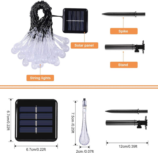 BLOOMWIN Solar Lichterketten Blasen LED Lichterkette Außen Garten Kaltweiß Solar Beleuchtung für Party, Weihnachten, Outdoor, Fest Deko Weihnachtsbeleuchtung Weihnachtsdeko Kaltweiß