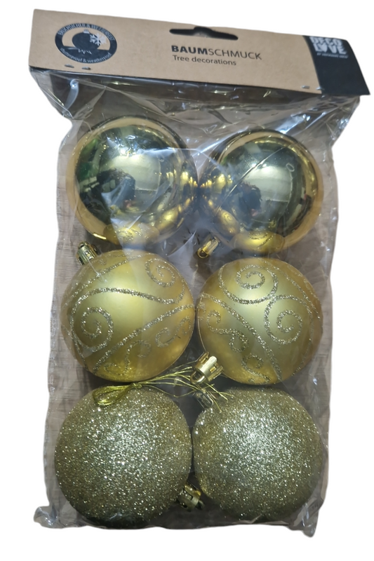 Weihnachtskugeln Gold 6 St Deko Tannenbaum Weihnachten