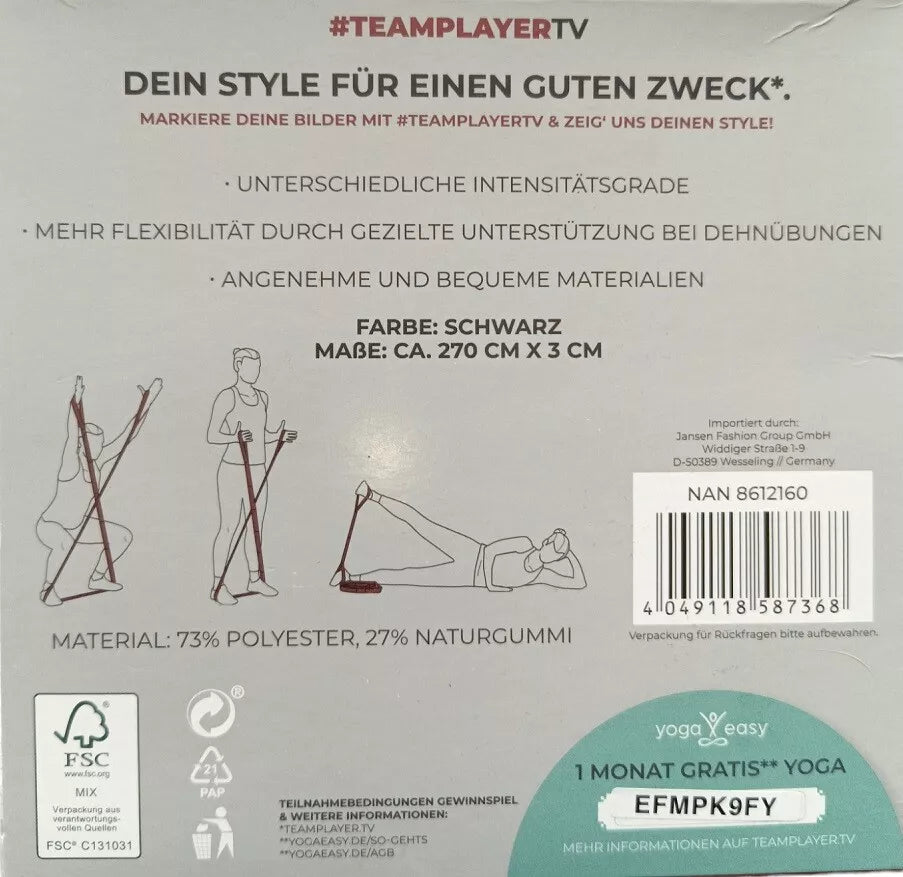 Gymnastikband Trainingsband Fitness-Übung Yoga Stretchband 270 cm 16 Schlaufen