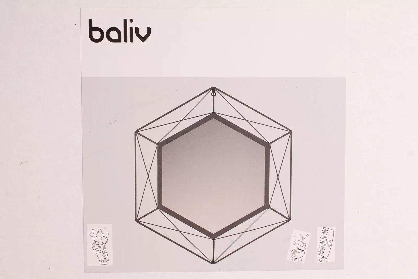 baliv Wandspiegel Industrial 43 x 37 cm Schwarz modern 6-eckig, metall Spiegel